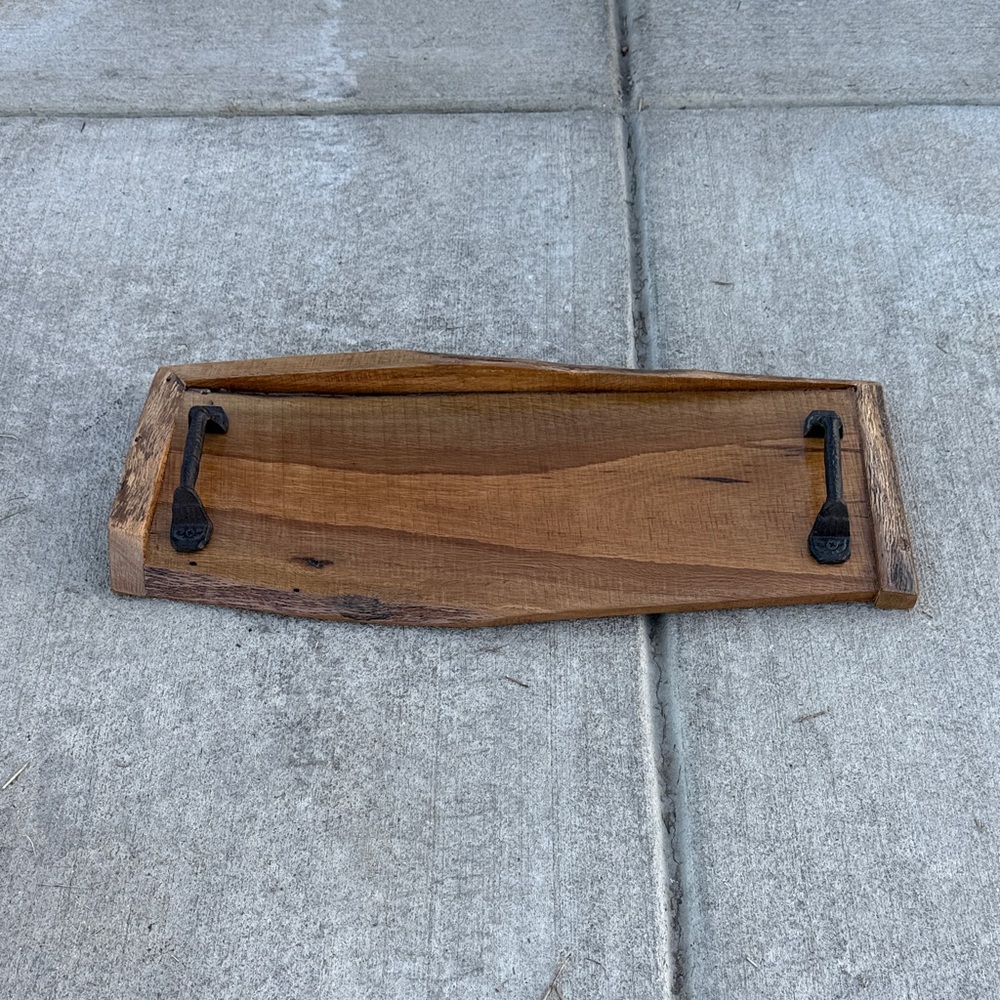 Rustic Wooden Bath Tray with Black Handles
